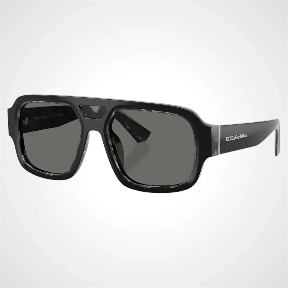 New Dolce & Gabbana Sunglasses Black Aviator Square Pilot Gray Lens 55-18